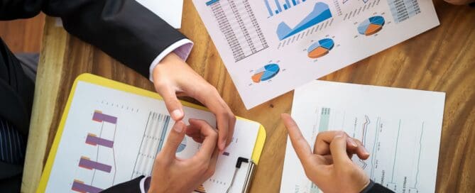 business reviewing graphs